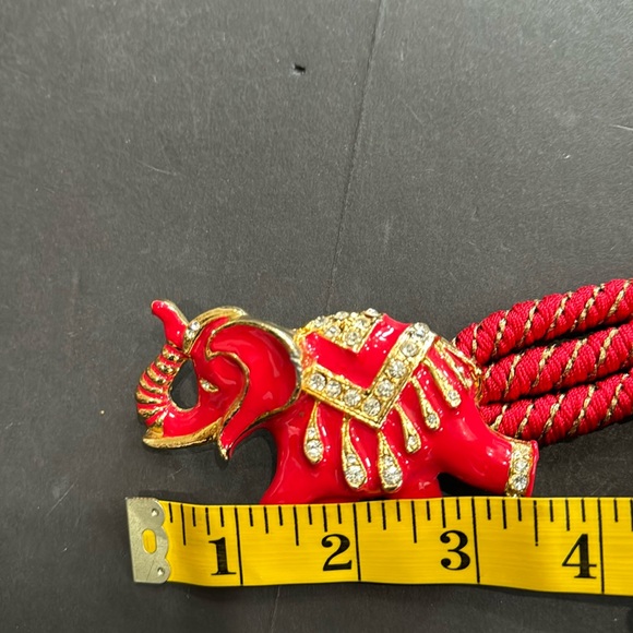 🛑🛑SOLD 🌸Vintage Gutos Red Rhinestone Elephant Stretch Belt - Picture 7 of 17